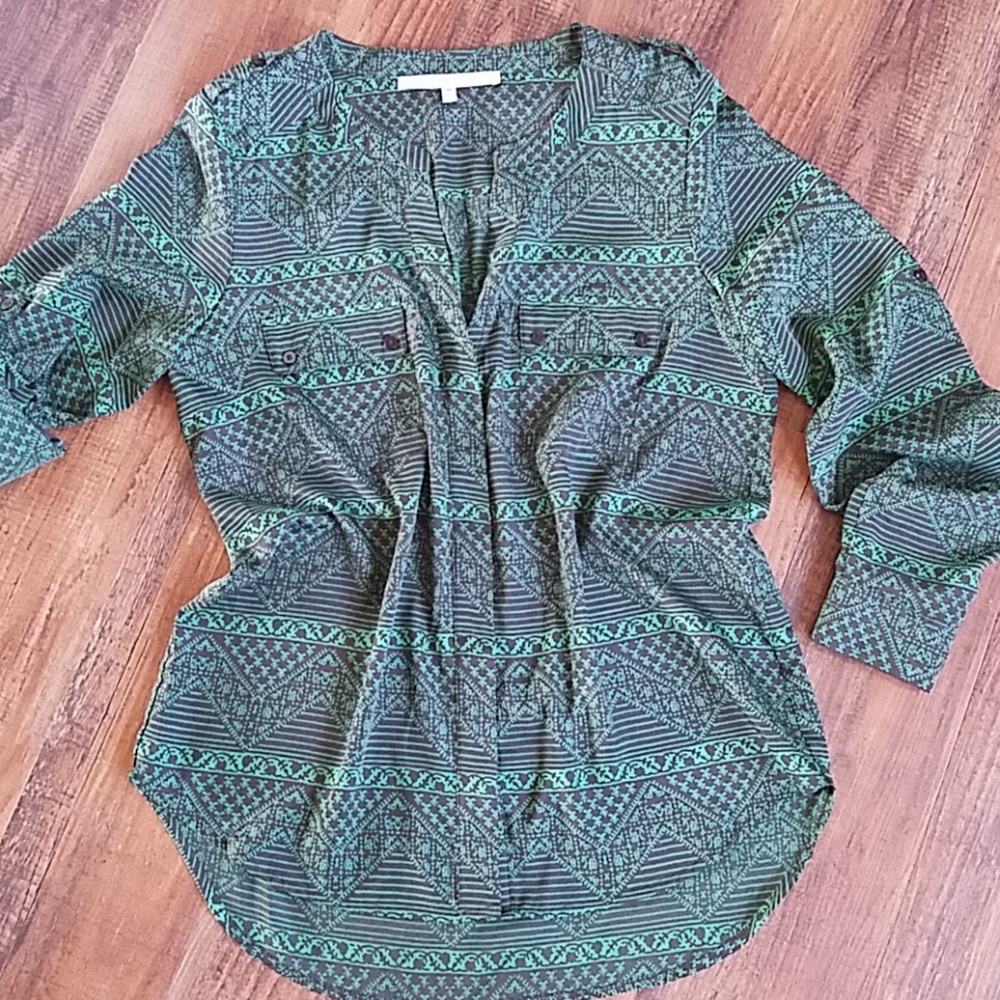 Collective Concepts green and black blouse M